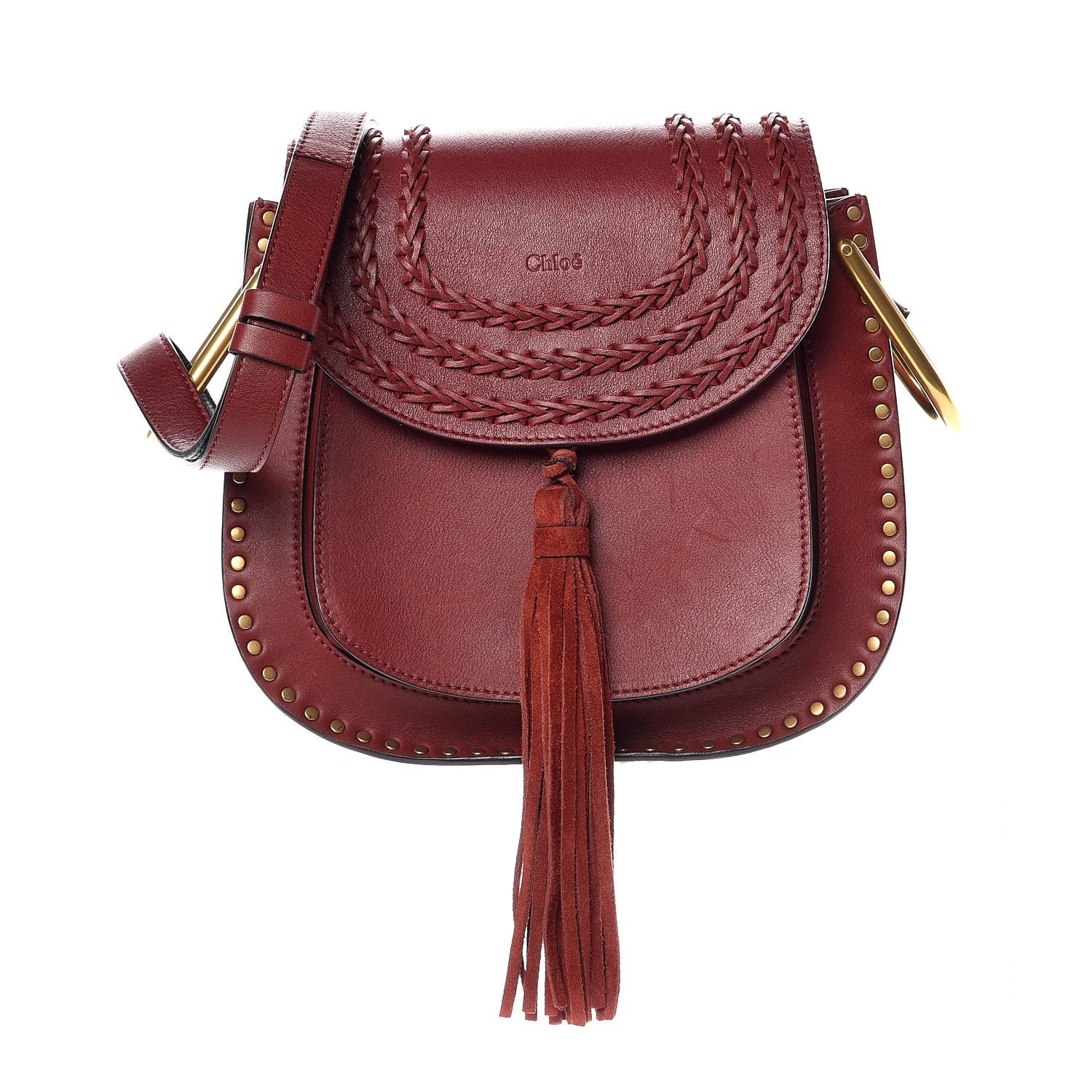 Chloe Calfskin Braided Small Hudson Shoulder Bag Sienna Red 1 of 8