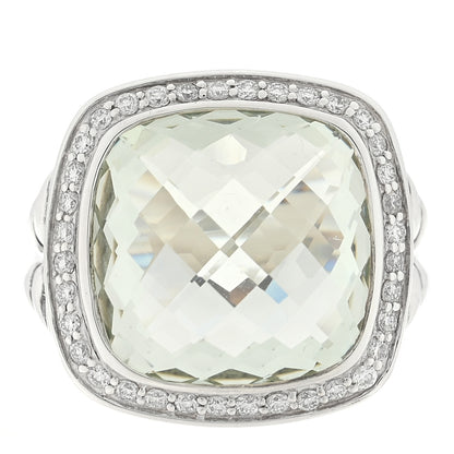 David Yurman Sterling Silver Diamond Prasiolite 14mm Albion Ring 52 6 1 of 4