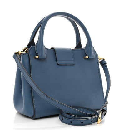 Burberry Soft Grain Calfskin Small Buckle Tote Steel Blue 3 of 11