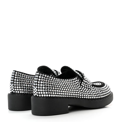 Prada Satin Crystal Metal Triangle Logo 50mm Loafers 38 Cristal 4 of 10