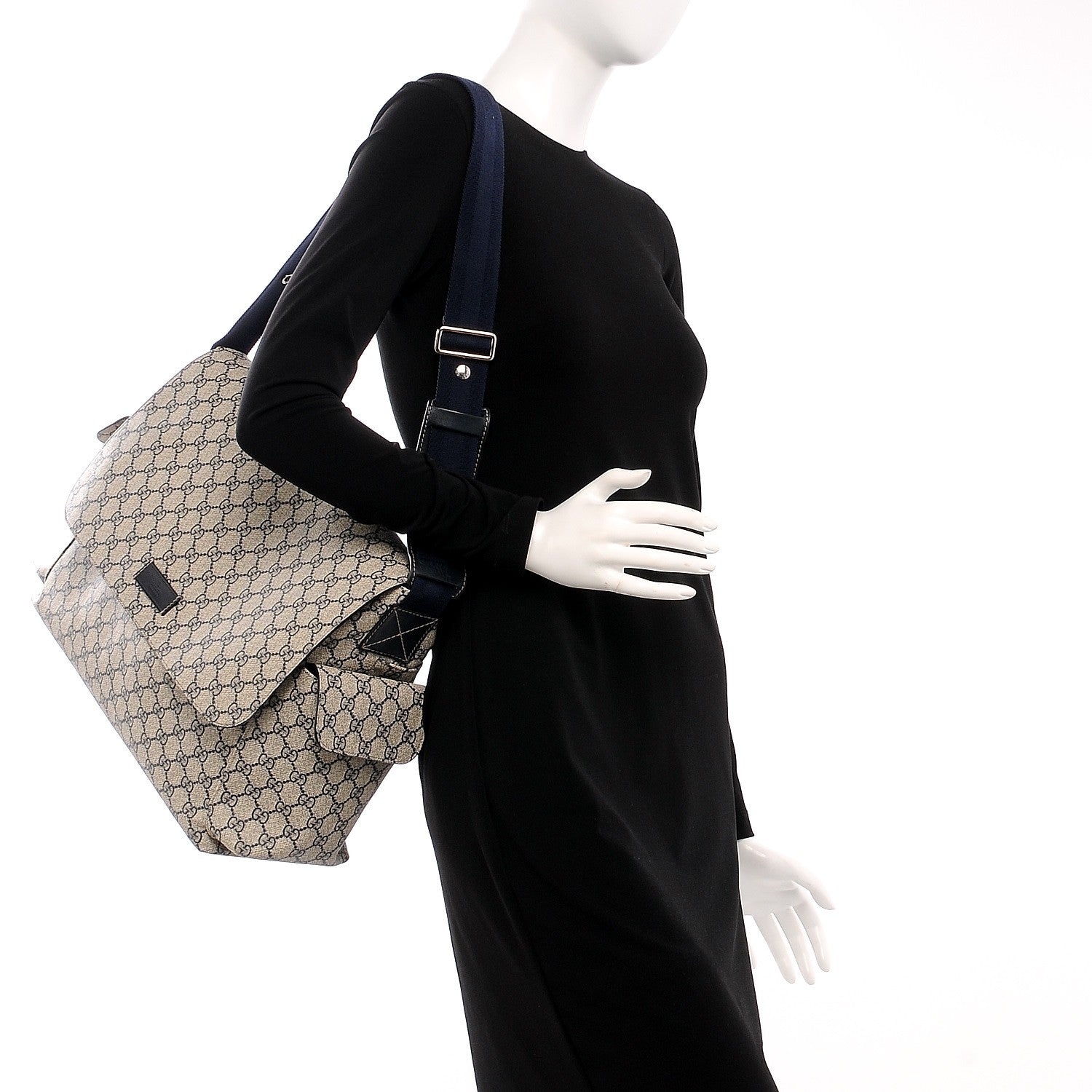 Gucci GG Plus Monogram Messenger Diaper Bag Navy 2 of 7