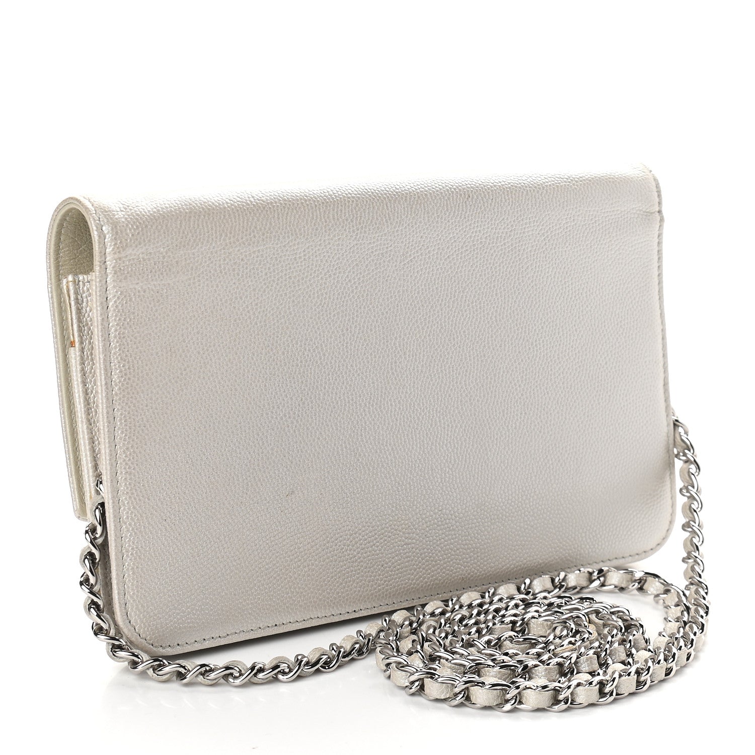 Chanel Caviar Sevruga Wallet on Chain WOC Silver 2 of 11
