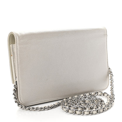 Chanel Caviar Sevruga Wallet on Chain WOC Silver 2 of 11