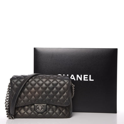 Chanel Metallic Goatskin Quilted Medium Rock In Rome Flap Charcoal 10 of 10