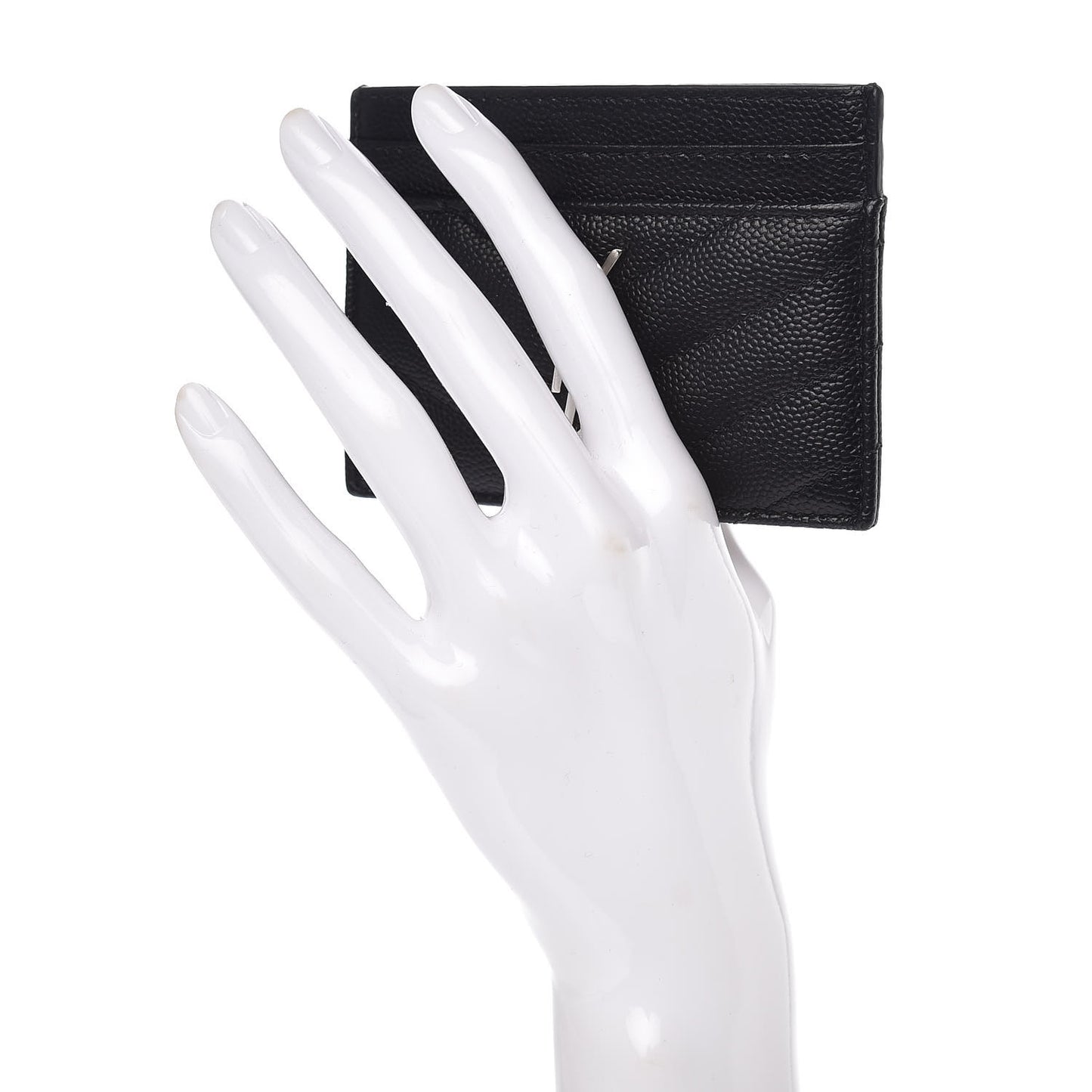 Grain De Poudre Matelasse Chevron Monogram Credit Card Case Black