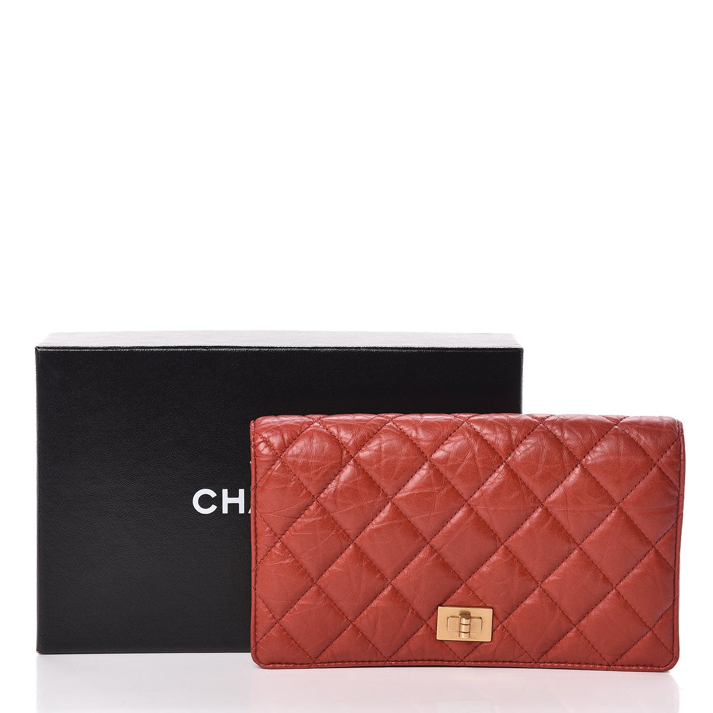 Aged Calfskin Quilted Reissue Yen Wallet Red