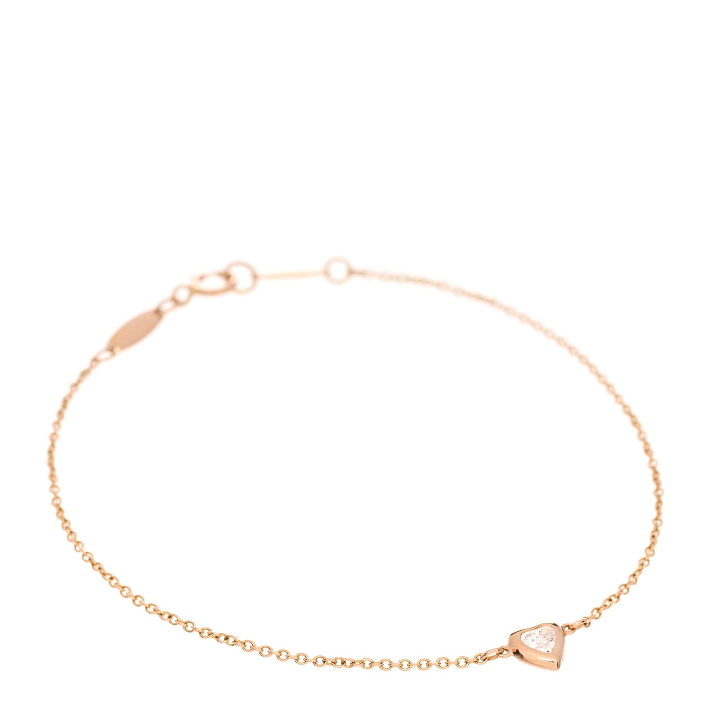 18K Rose Gold Diamond Elsa Peretti Diamonds by the Yard Heart Bracelet
