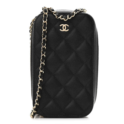 Chanel Caviar Quilted Phone Holder Wallet On Chain WOC Black 1 of 8