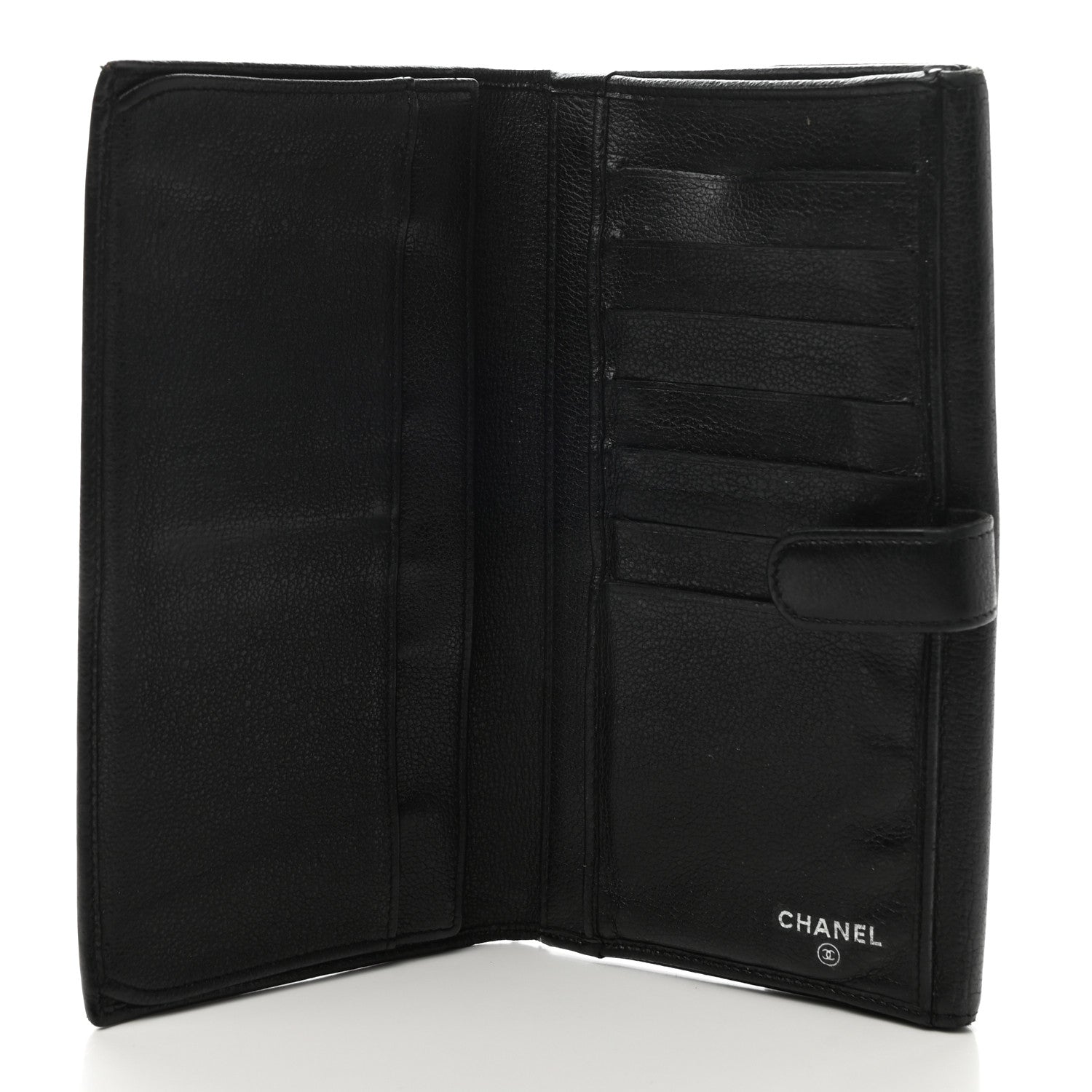 Chanel Goatskin Camellia Embossed Flap Wallet Black 5 of 9