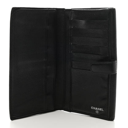 Chanel Goatskin Camellia Embossed Flap Wallet Black 5 of 9