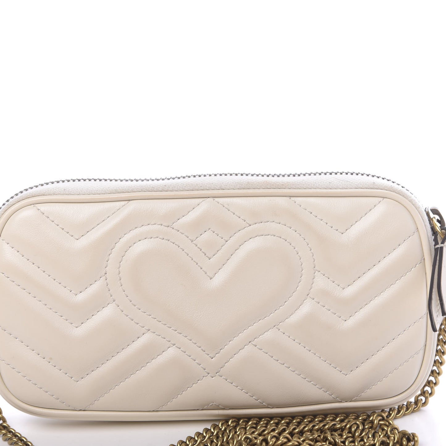 Calfskin Matelasse Mini GG Marmont Chain Crossbody Bag White