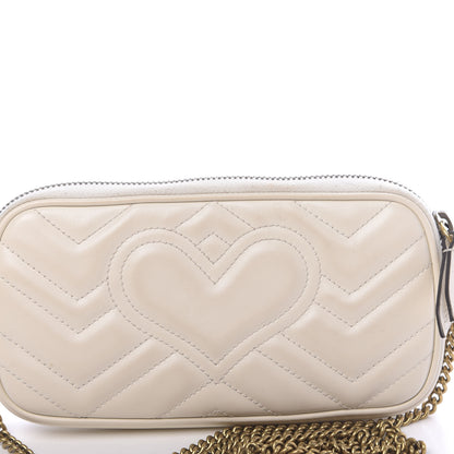 Gucci Calfskin Matelasse Mini GG Marmont Chain Crossbody Bag White 10 of 13