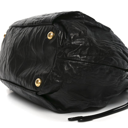 Prada Nappa Antique Drawstring Tote Black 9 of 9