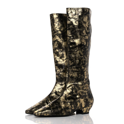 Chanel Laminated Goatskin High Boots 38 Gold 3 of 7