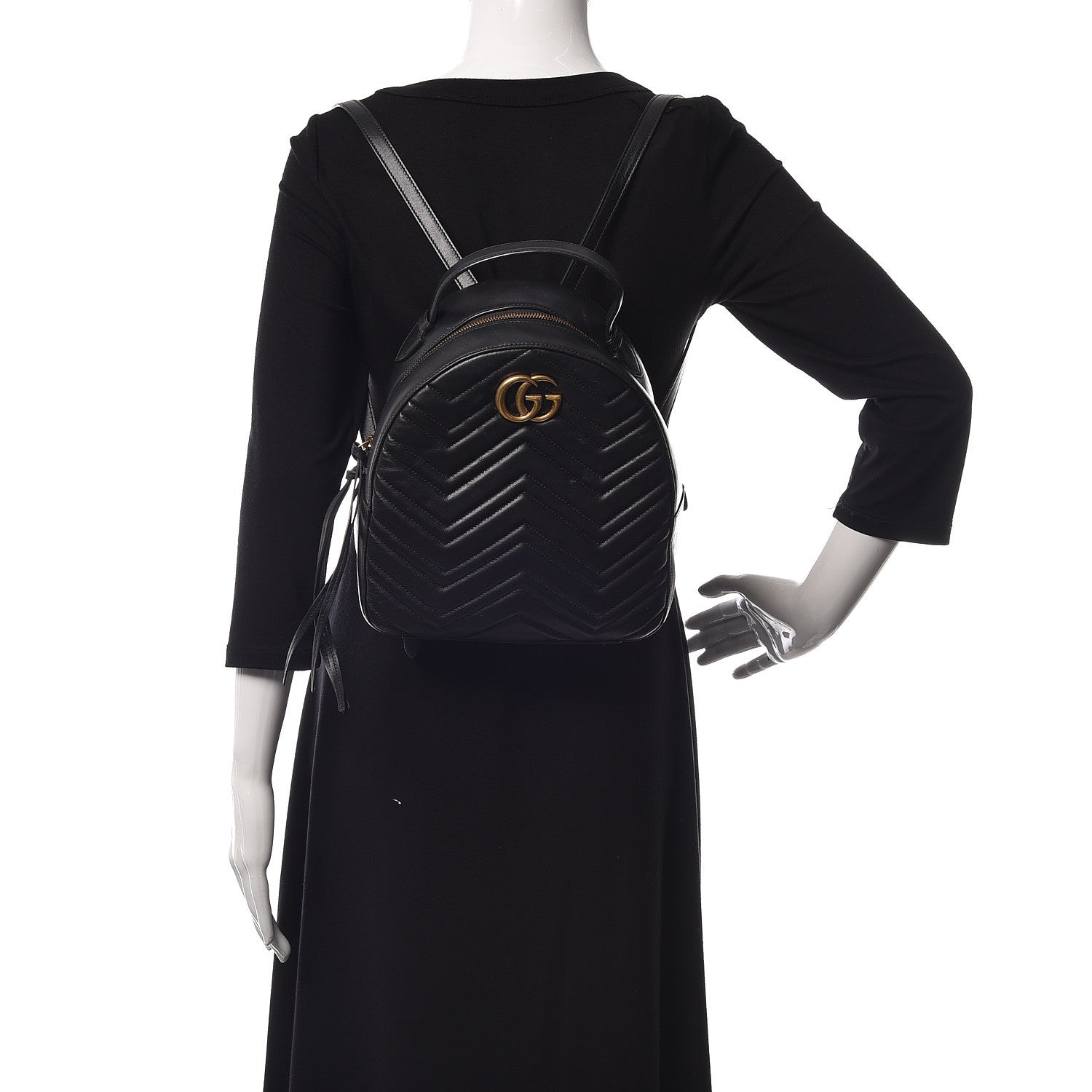 Gucci Calfskin Matelasse GG Marmont Backpack Black 2 of 12