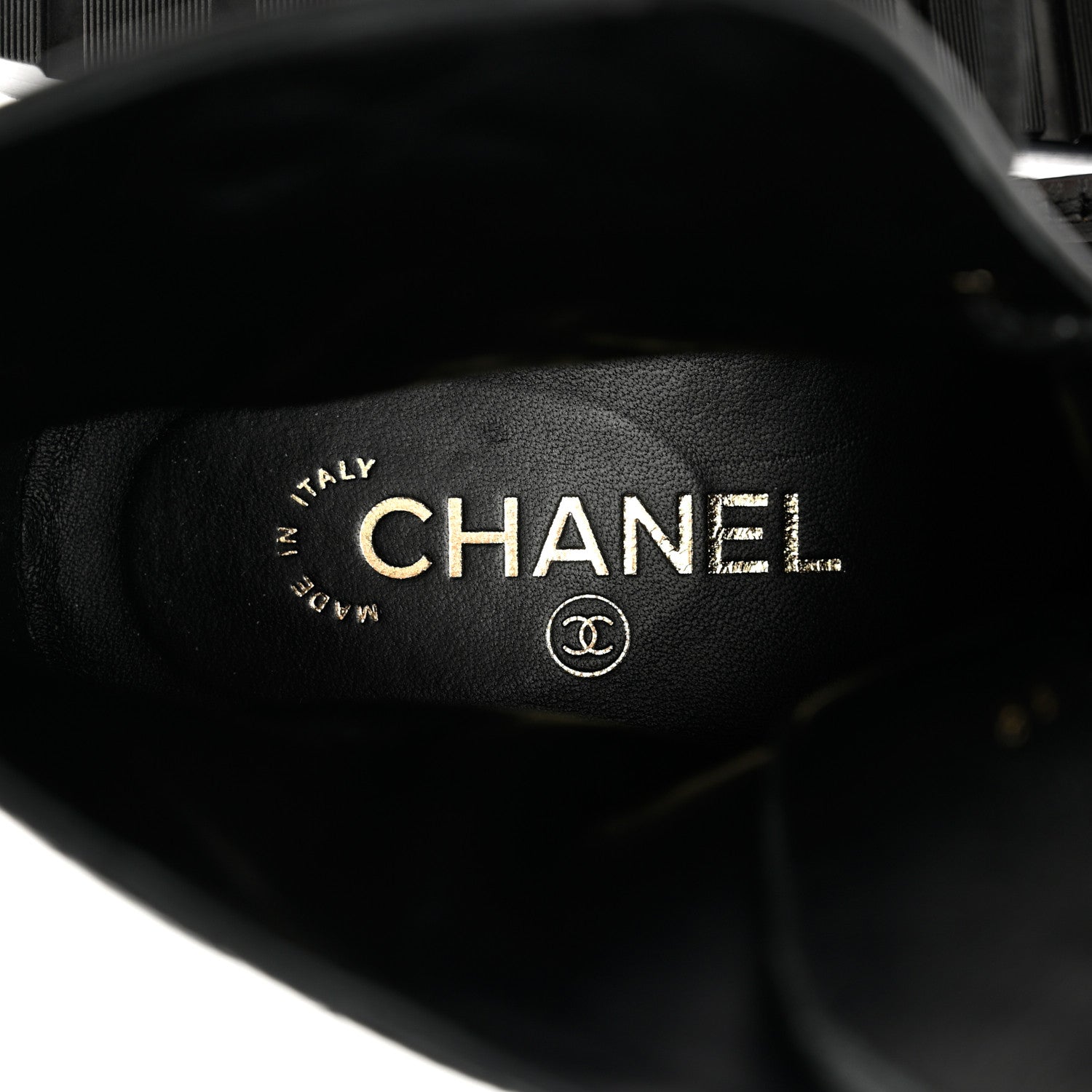 Chanel Shiny Goatskin Calfskin Quilted Lace Up Combat Boots 38 Black 7 of 9