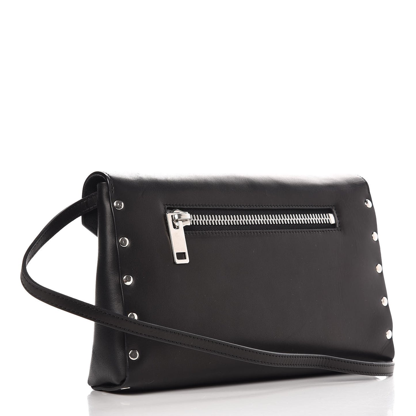 Natural Calfskin Biker Evening Clutch on Strap Black