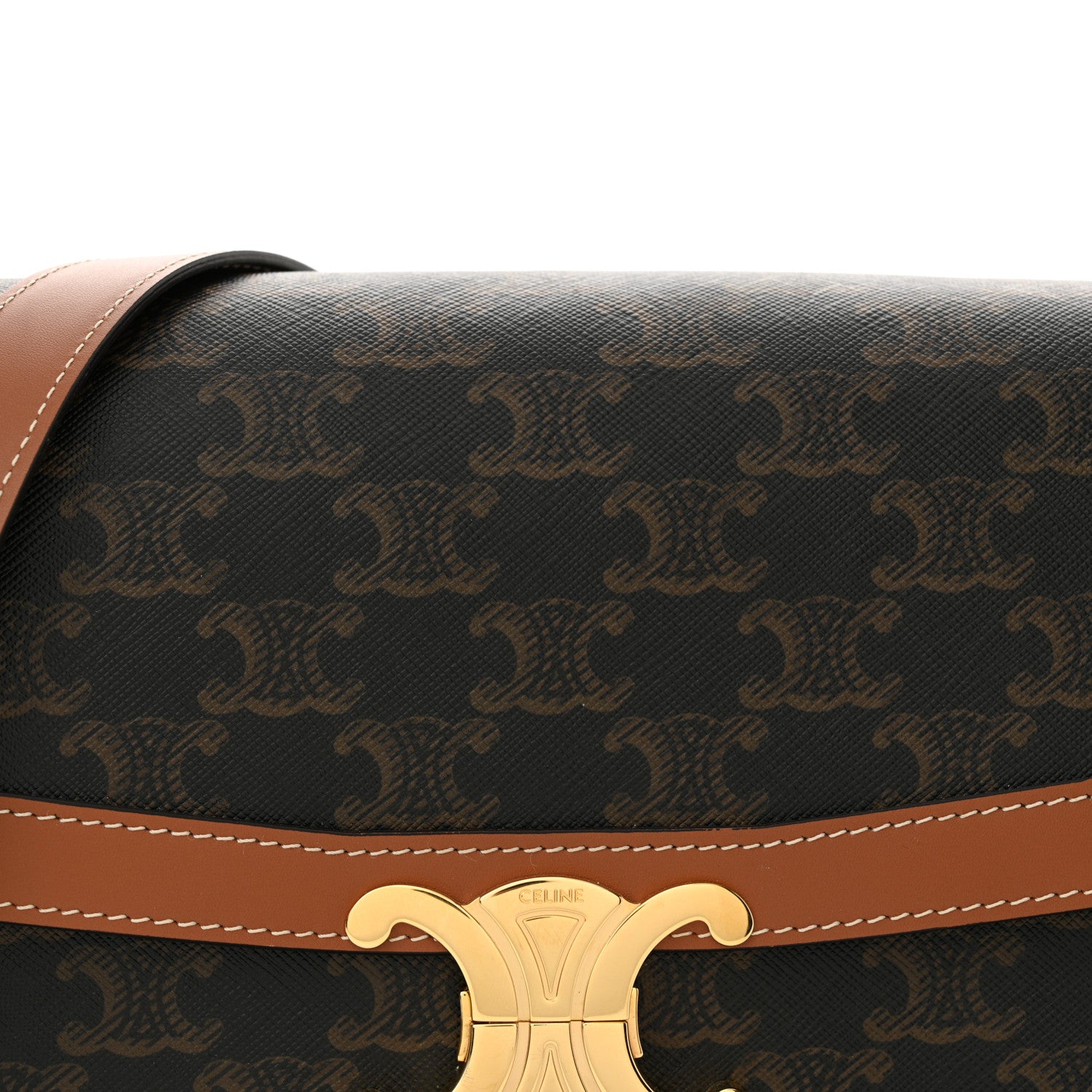 Celine Triomphe Canvas Calfskin Medium Triomphe Bag Tan 9 of 13