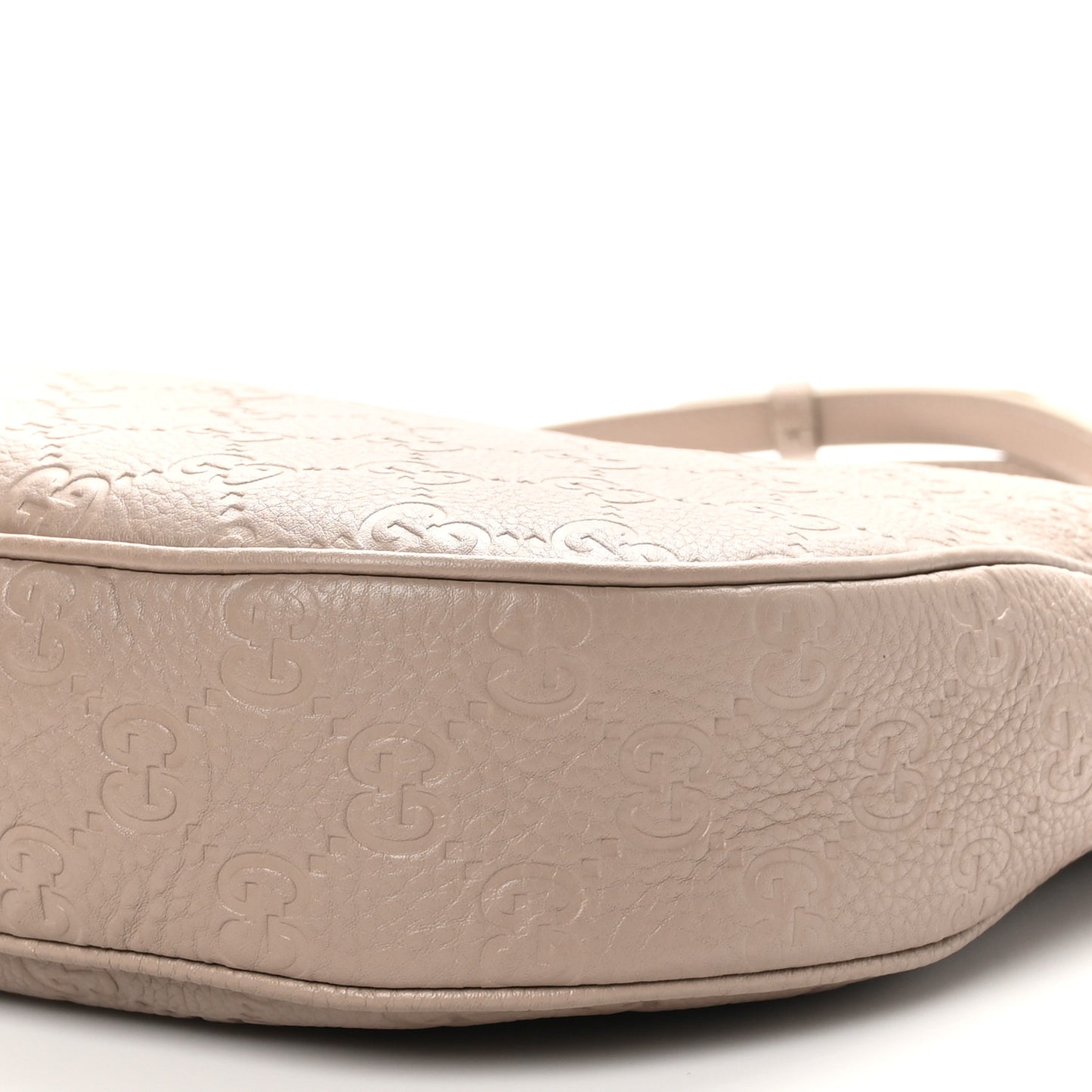GG Grainy Calfskin Emblem Large Half Moon Shoulder Bag Taupe