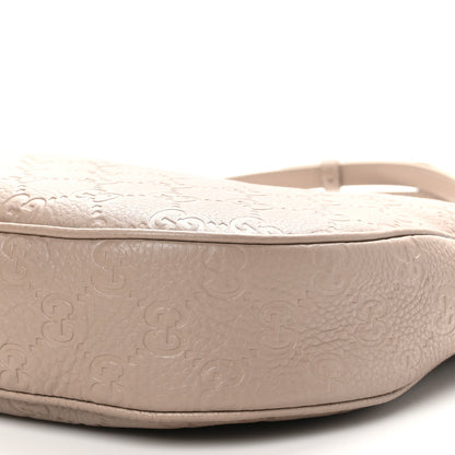 Gucci GG Grainy Calfskin Emblem Large Half Moon Shoulder Bag Taupe 10 of 10
