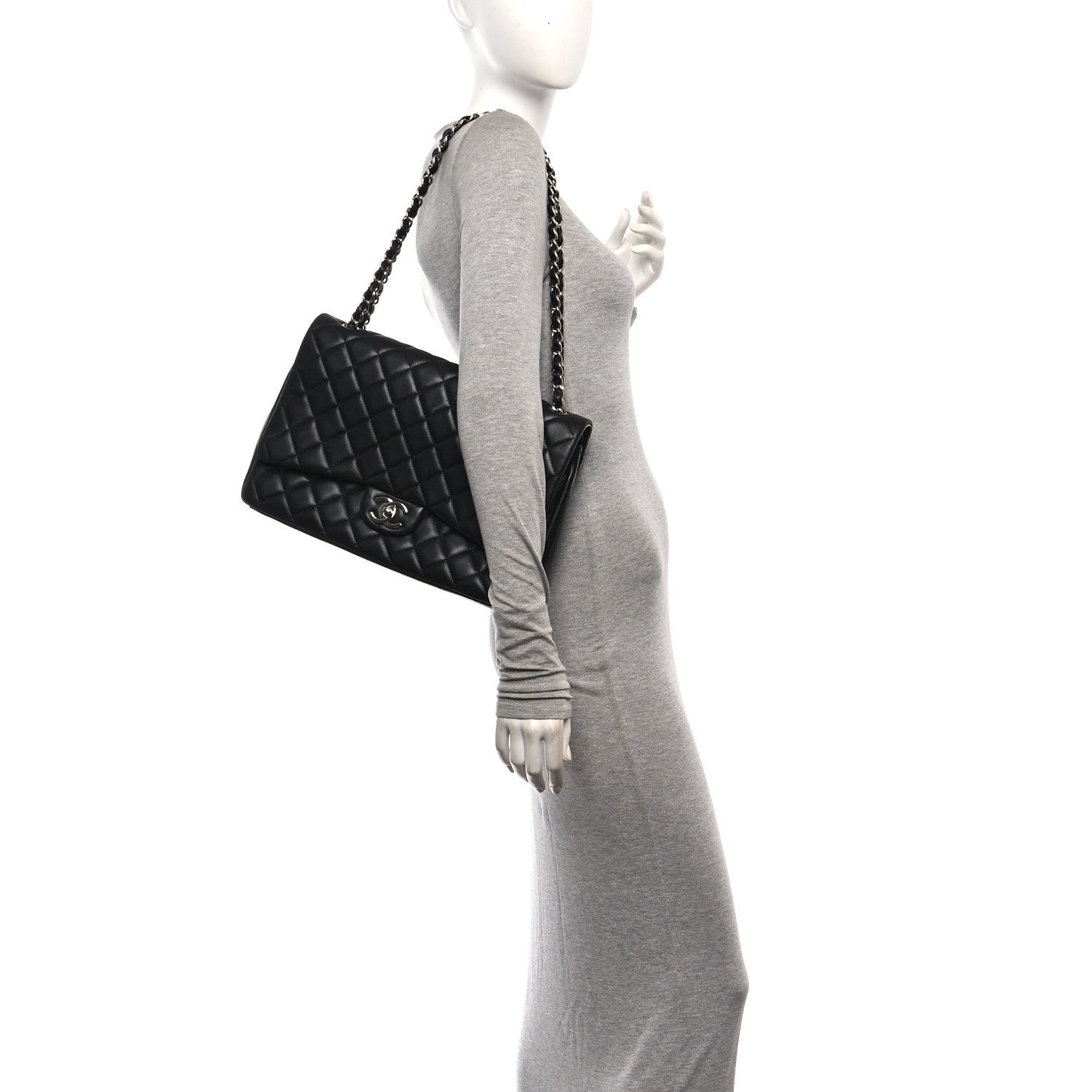 Chanel Lambskin Quilted Maxi Double Flap Black 2 of 11