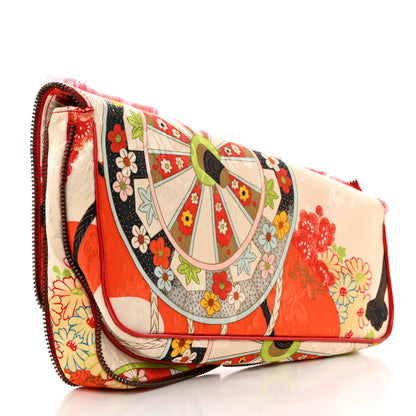Christian Dior Silk Embroidered Chinosiere Saddle Clutch Multicolor 3 of 8