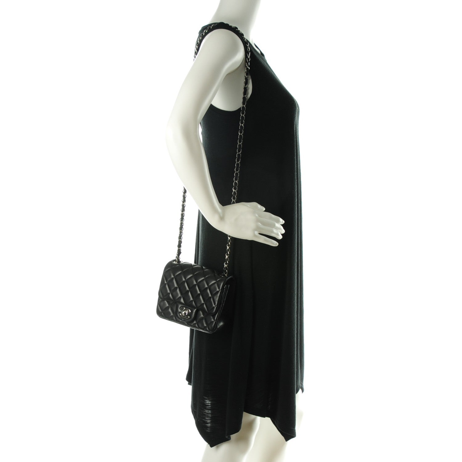 Chanel Lambskin Quilted Mini Square Flap Black 2 of 7