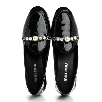 Miu Miu Vernice Soft Pearl Chain Convertible Loafers 39 Black 2 of 11