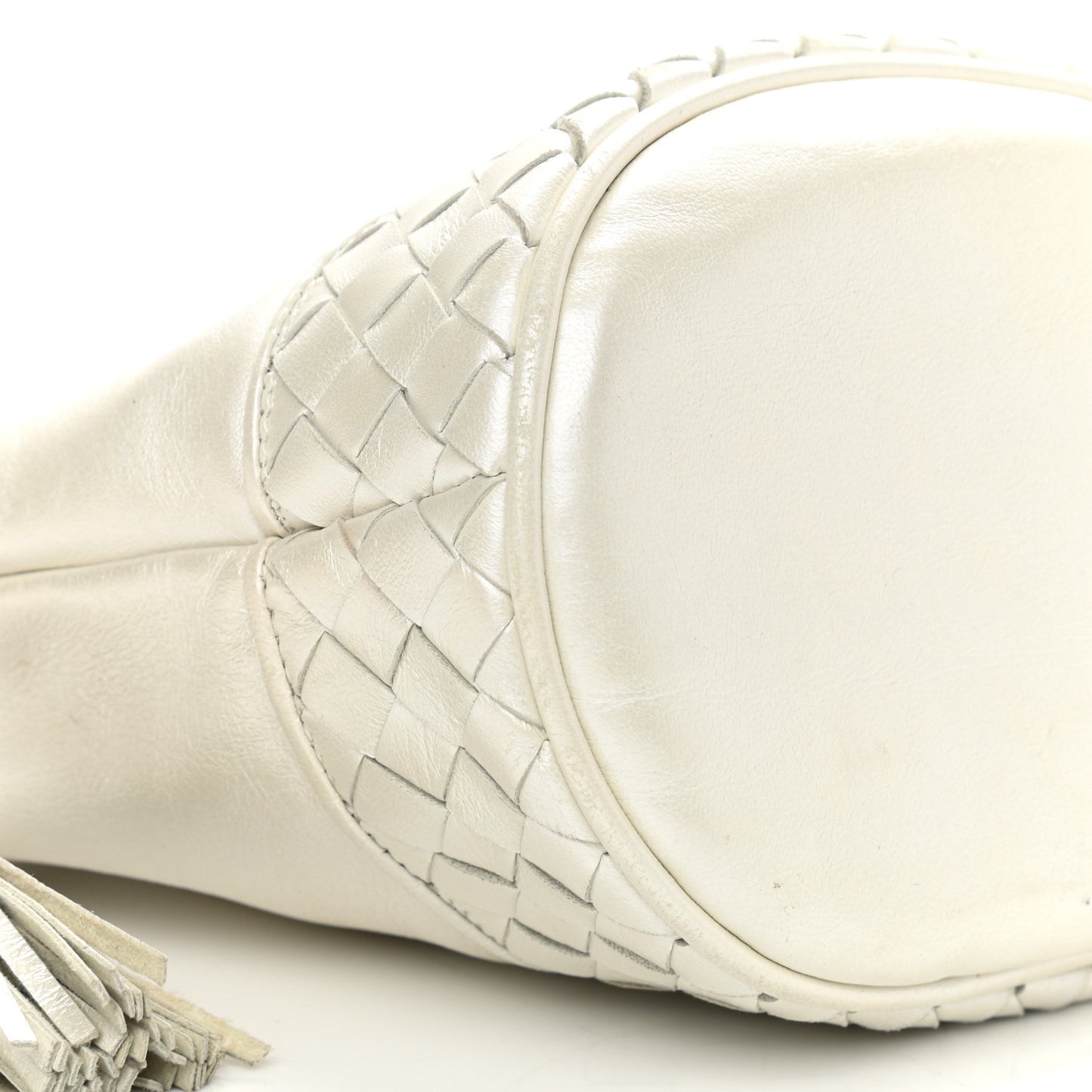 Nappa Intrecciato Drawstring Bucket Bag White