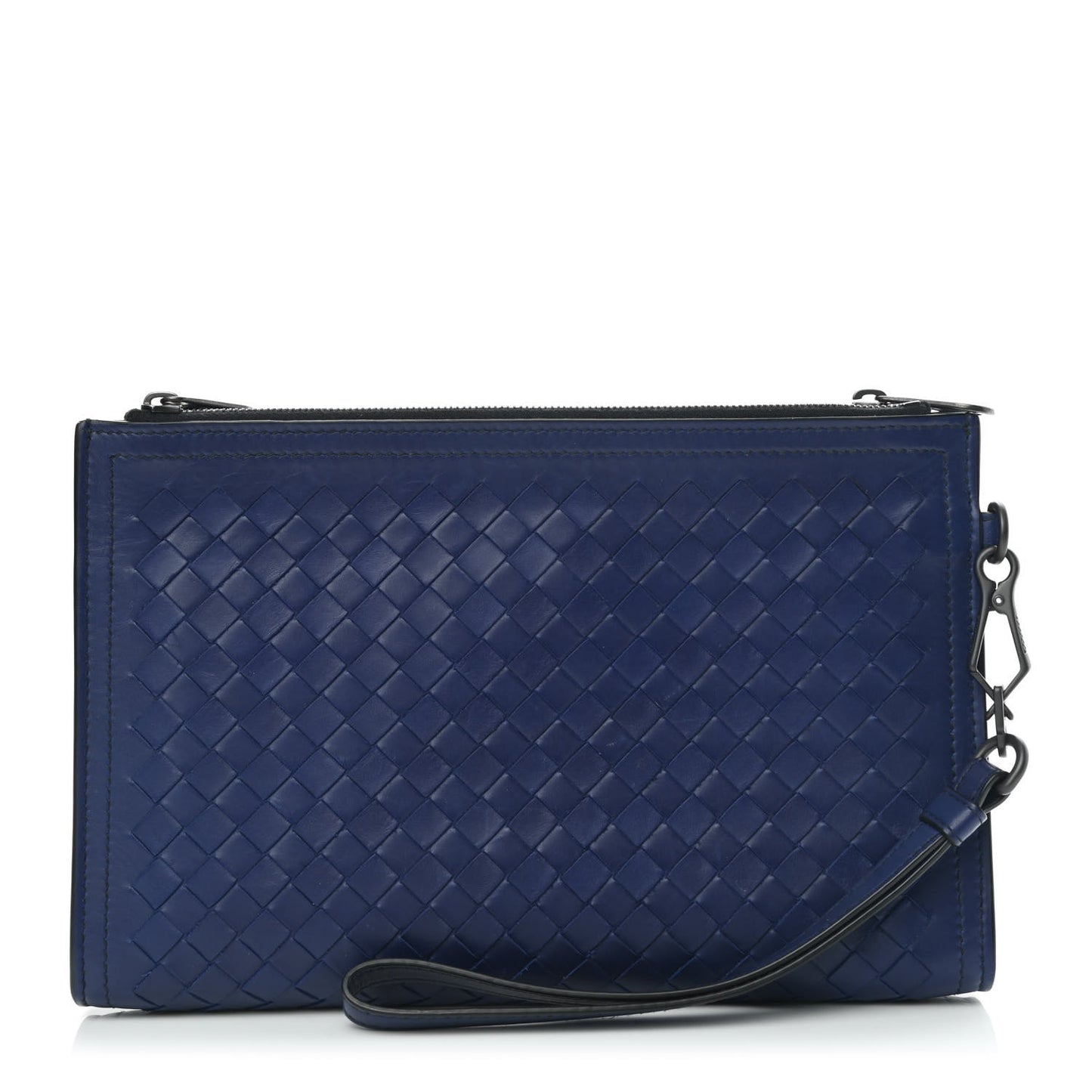 Nappa Intrecciato Wristlet Zip Wallet Atlantic