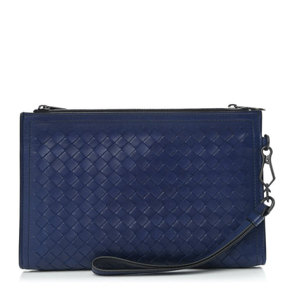Bottega Veneta Nappa Intrecciato Wristlet Zip Wallet Atlantic 1 of 6
