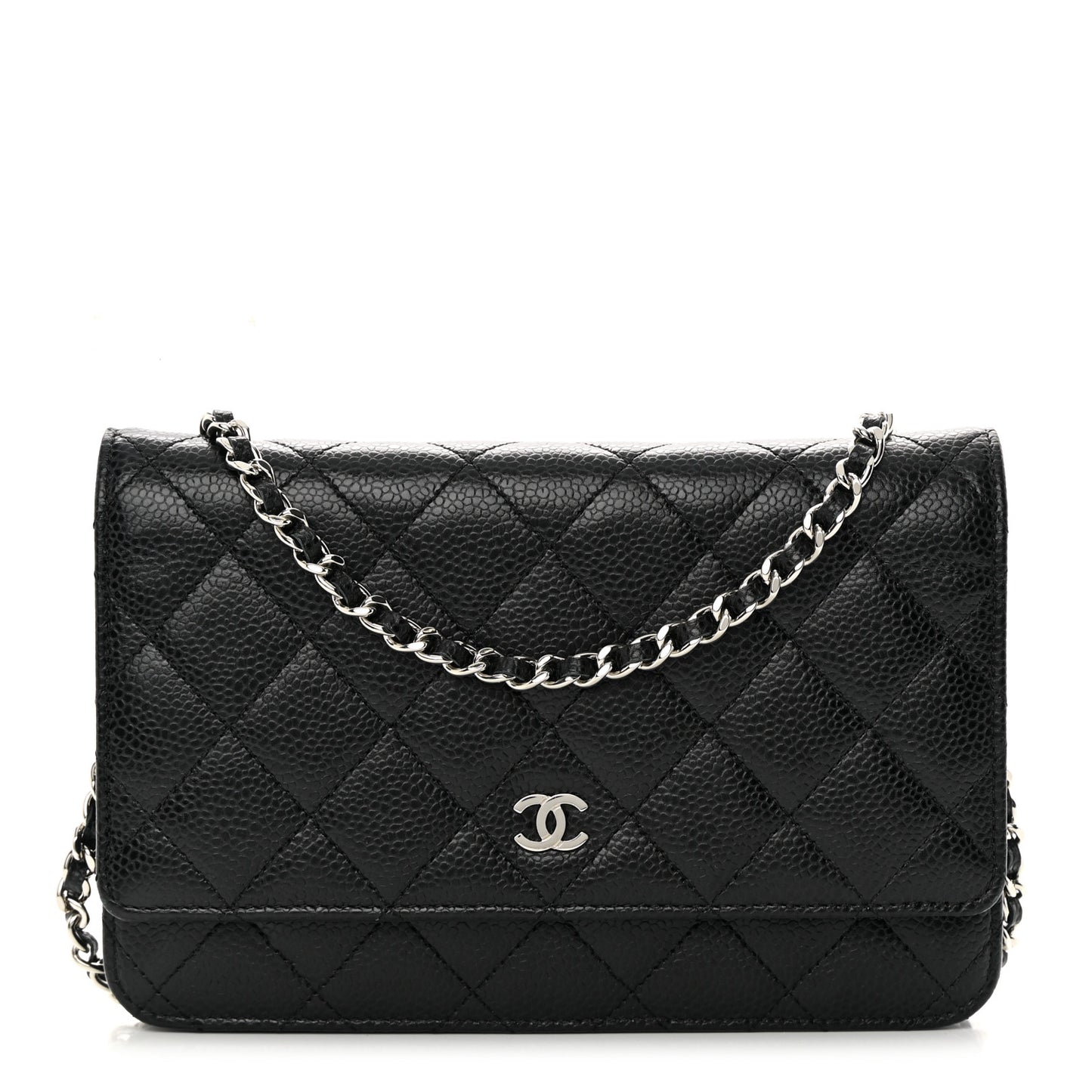 Caviar Quilted Wallet on Chain WOC Black