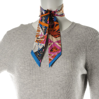 Hermes Silk Le Nombre D'Or Twilly Cobalt Rose Roux 2 of 5