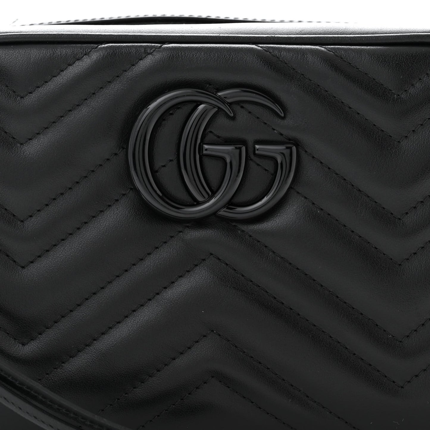 Calfskin Matelasse Monochrome Small GG Marmont Chain Shoulder Bag Black