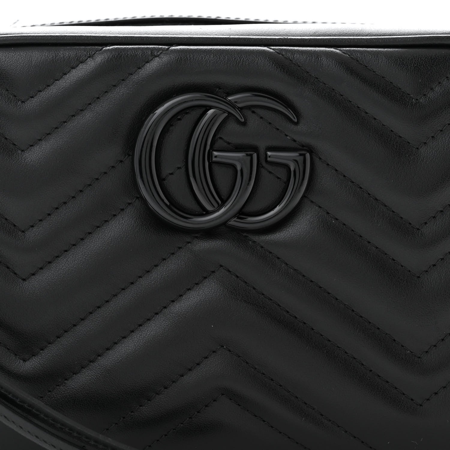 Gucci Calfskin Matelasse Monochrome Small GG Marmont Chain Shoulder Bag Black 8 of 10