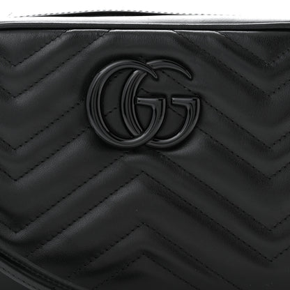 Gucci Calfskin Matelasse Monochrome Small GG Marmont Chain Shoulder Bag Black 8 of 10