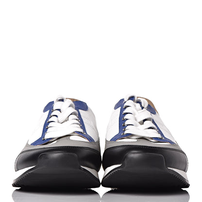 Hermes Epsom Calfskin Mens Goal Sneakers 41 Multicolore Bleu Royal 2 of 8