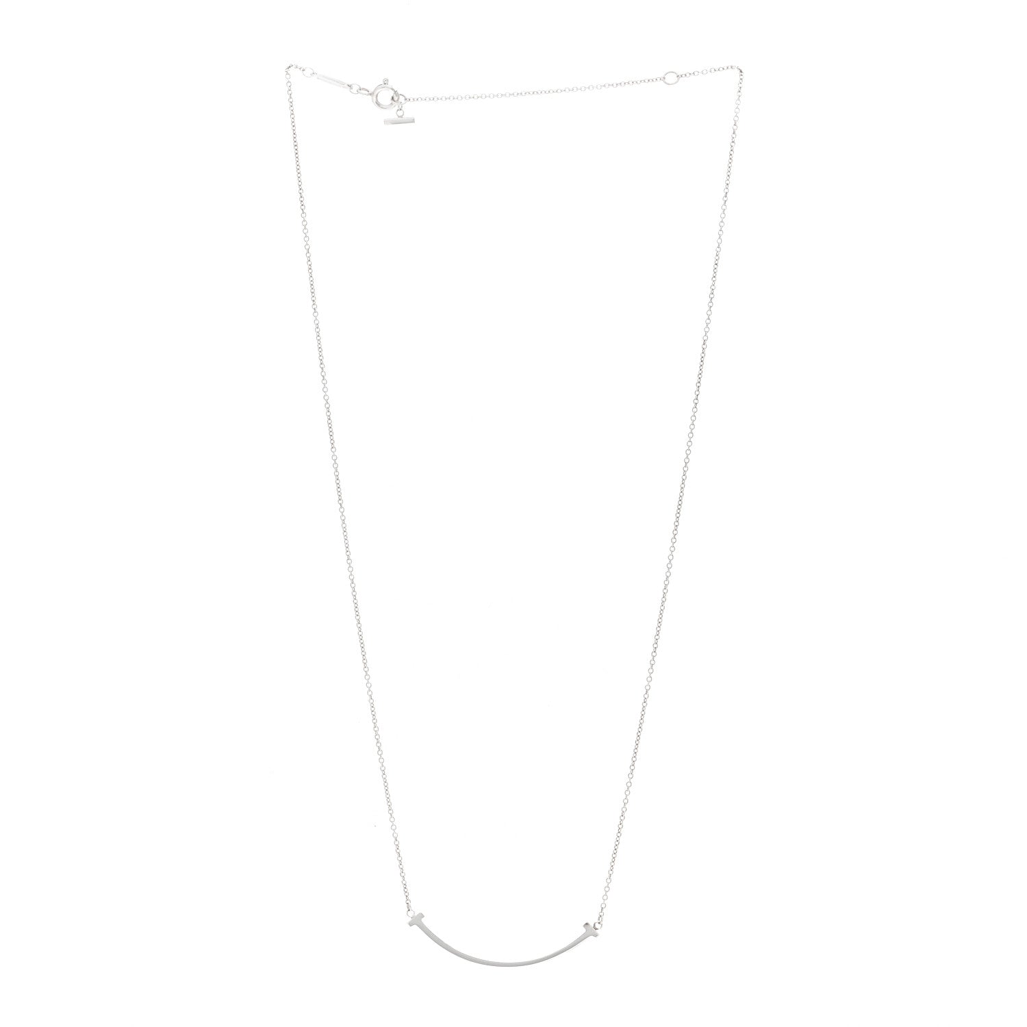 Tiffany Sterling Silver Small T Smile Pendant Necklace 3 of 5
