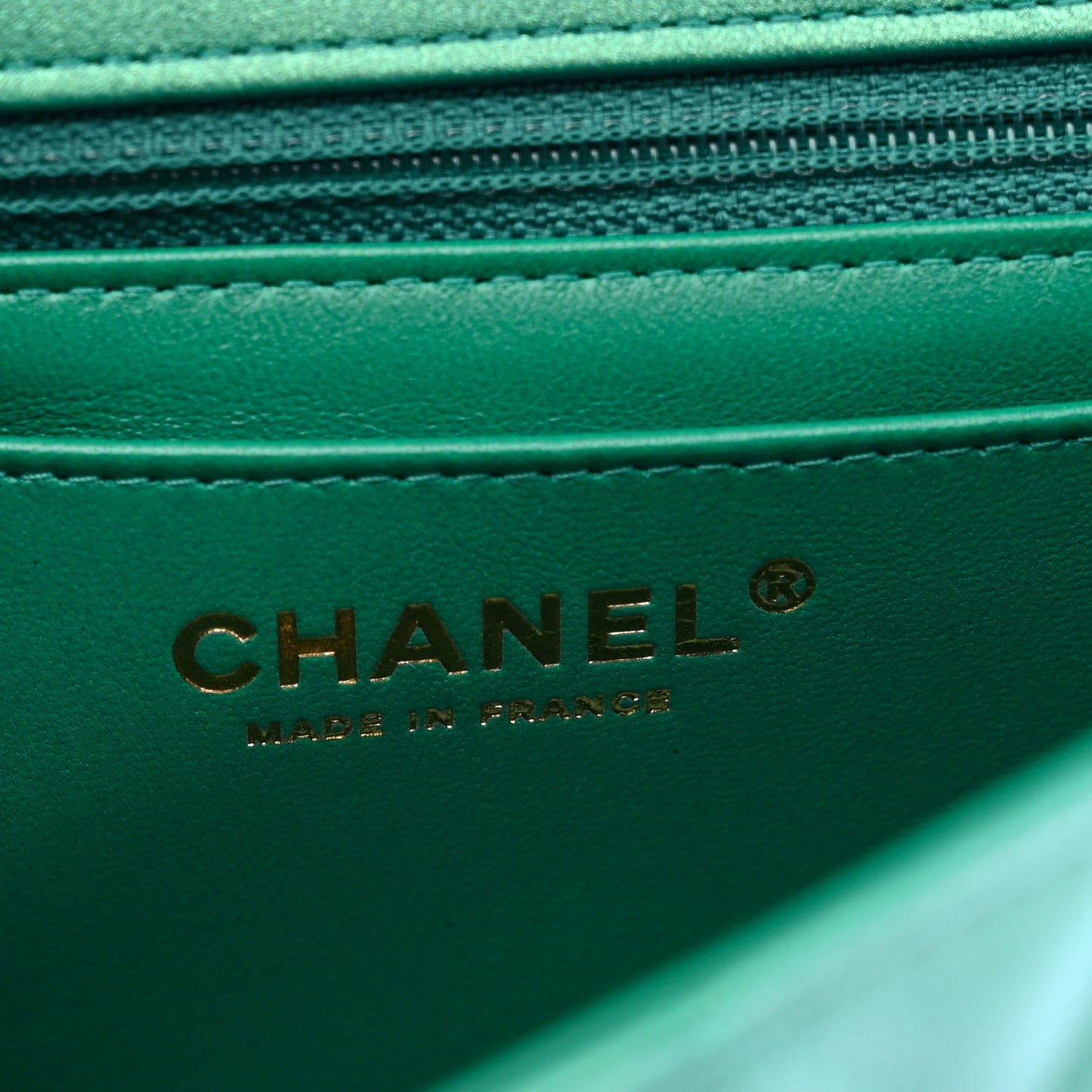 Iridescent Lambskin Quilted Mini Rectangular Flap Green