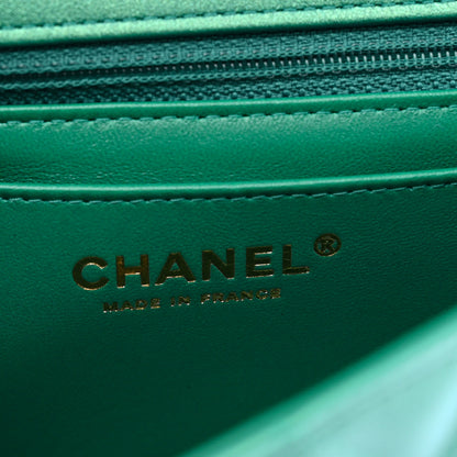 Chanel Iridescent Lambskin Quilted Mini Rectangular Flap Green 6 of 11