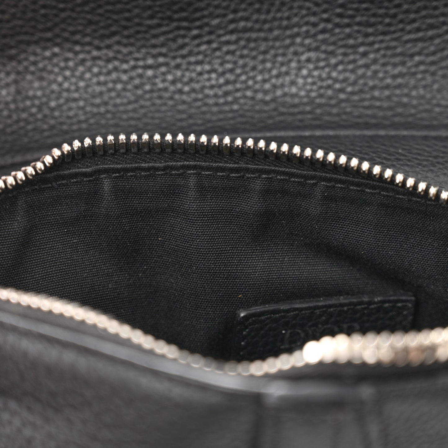 Grained Calfskin Mens Mini Saddle Bag Black