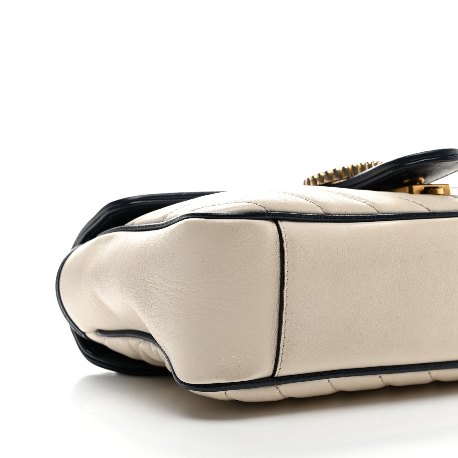 Gucci Vintage Effect Calfskin Matelasse Diagonal Small Torchon GG Marmont Shoulder Bag Mystic White Blue Agata 10 of 11