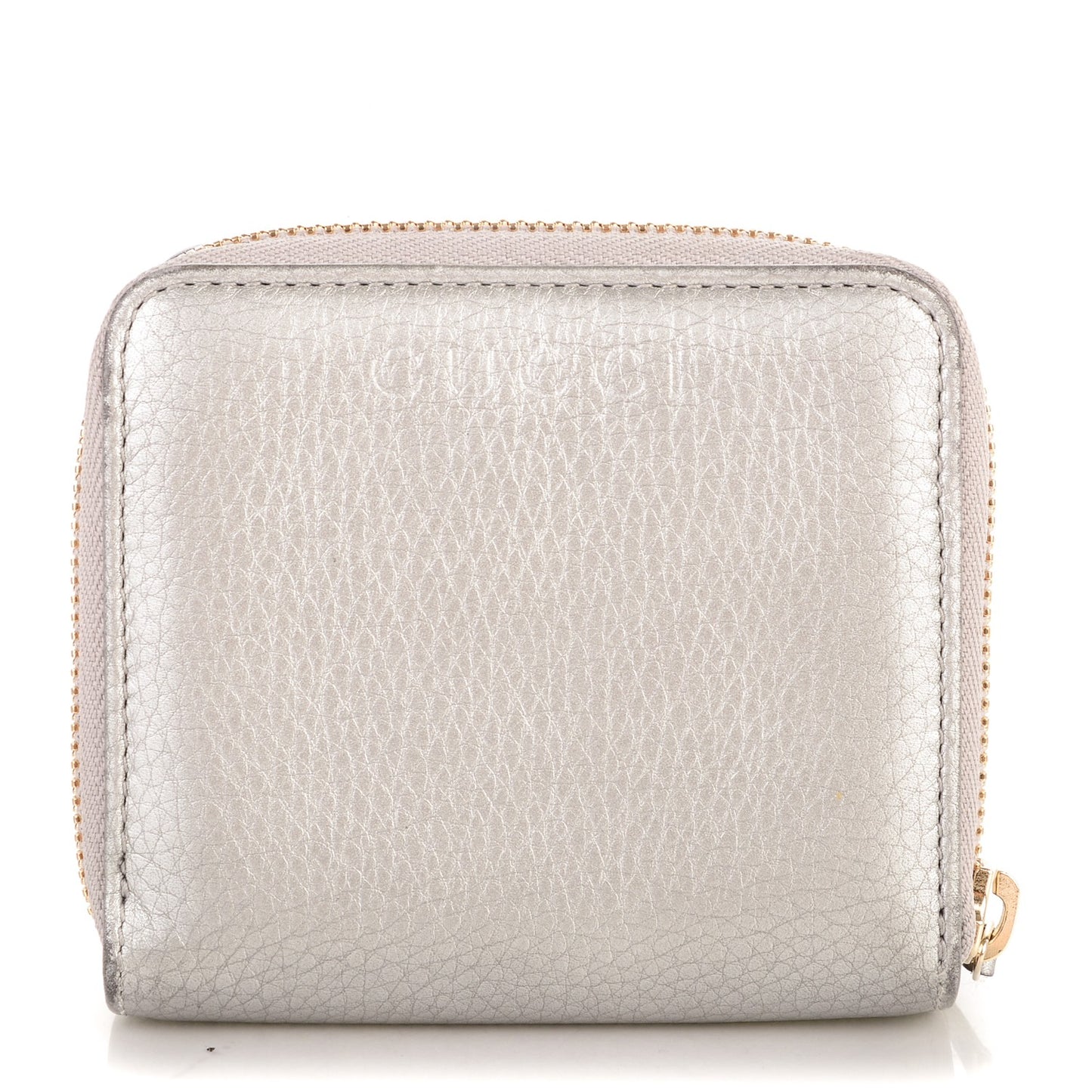 Calfskin Zip Around French Wallet Silver