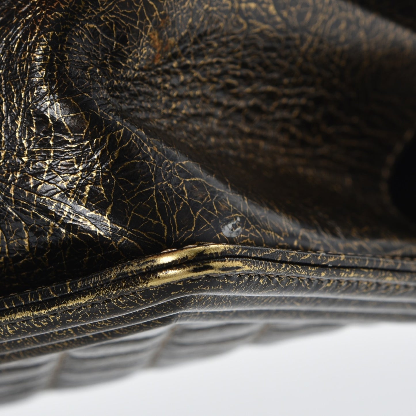 Metallic Calfskin Quilted Medium Boy Flap Gold