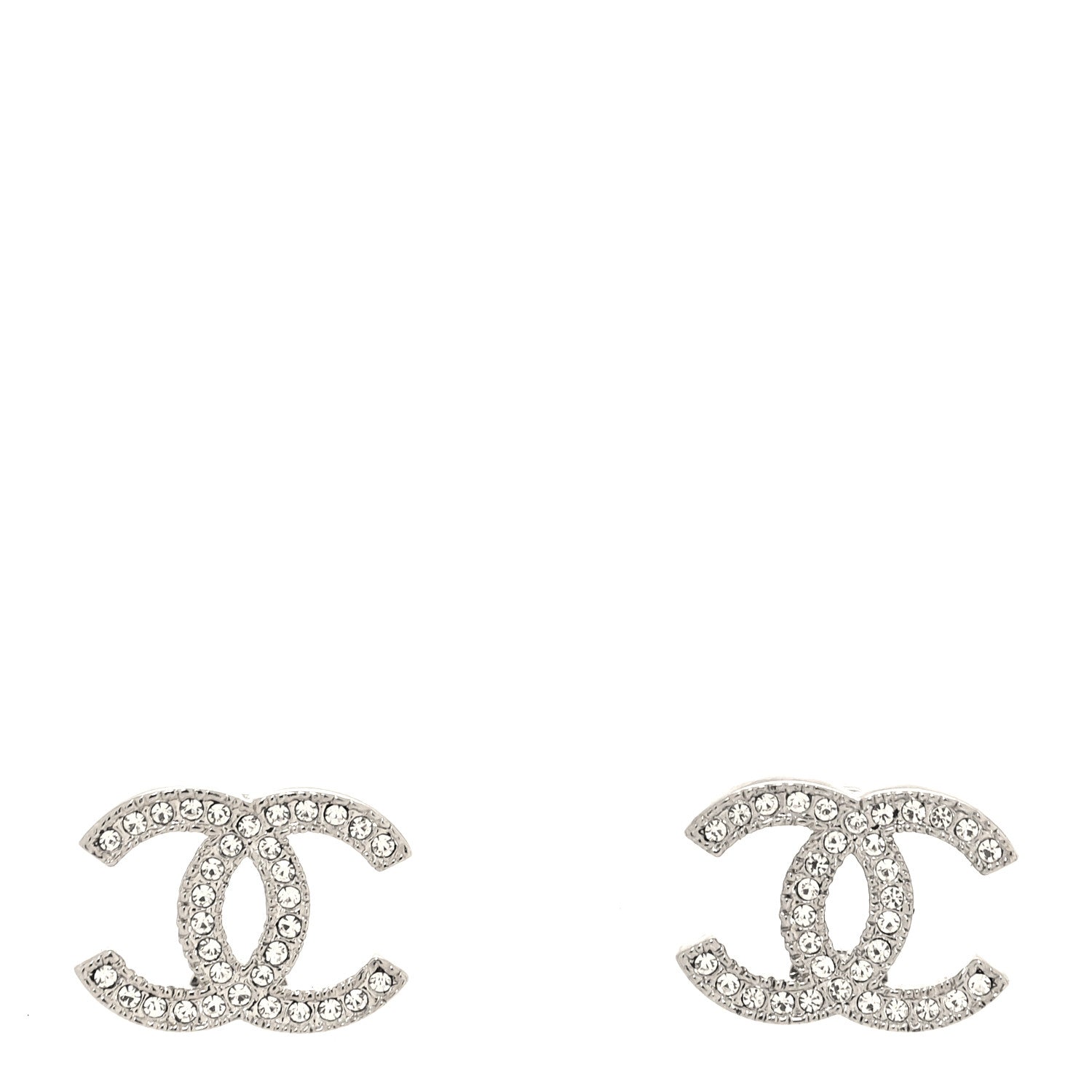 Chanel Crystal CC Earrings Silver 1 of 5