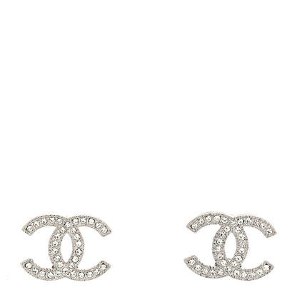 Chanel Crystal CC Earrings Silver 1 of 5