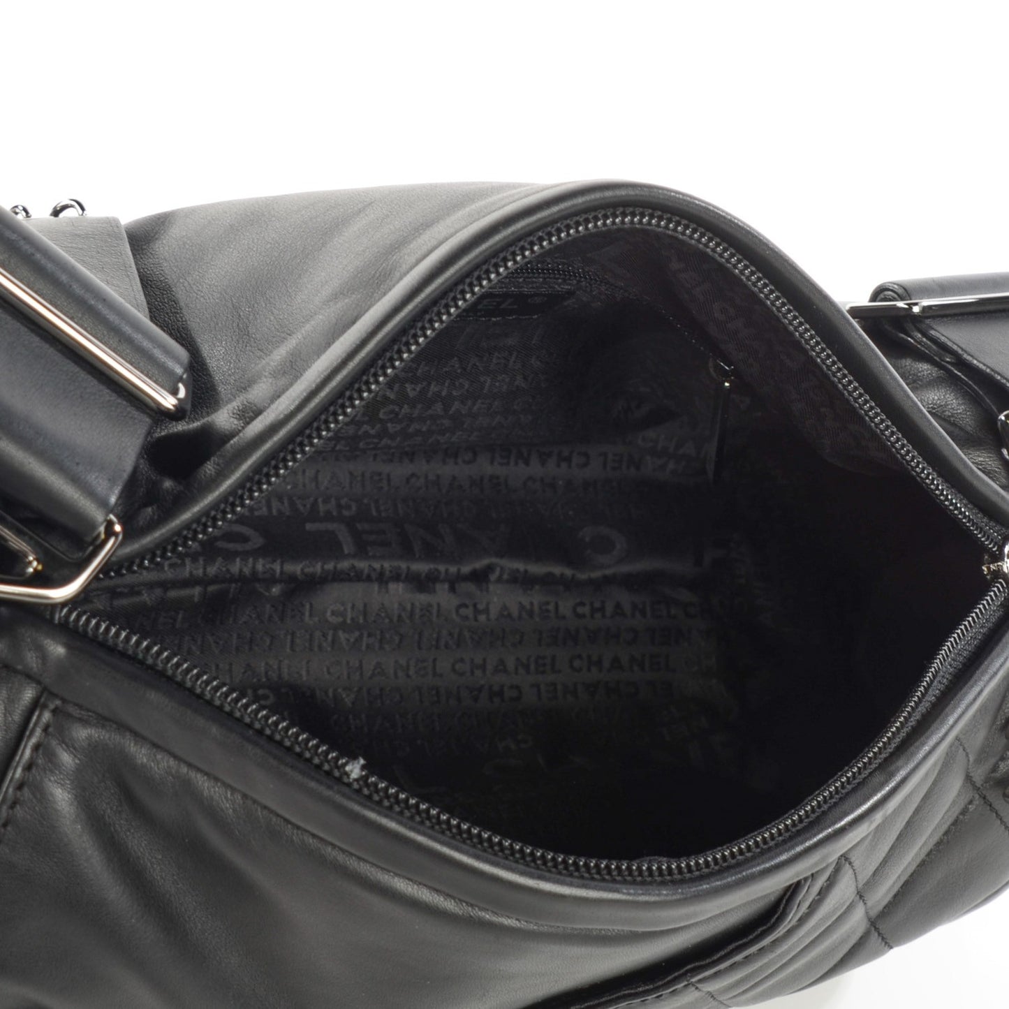 Calfskin Quilted Barrel Bag Black