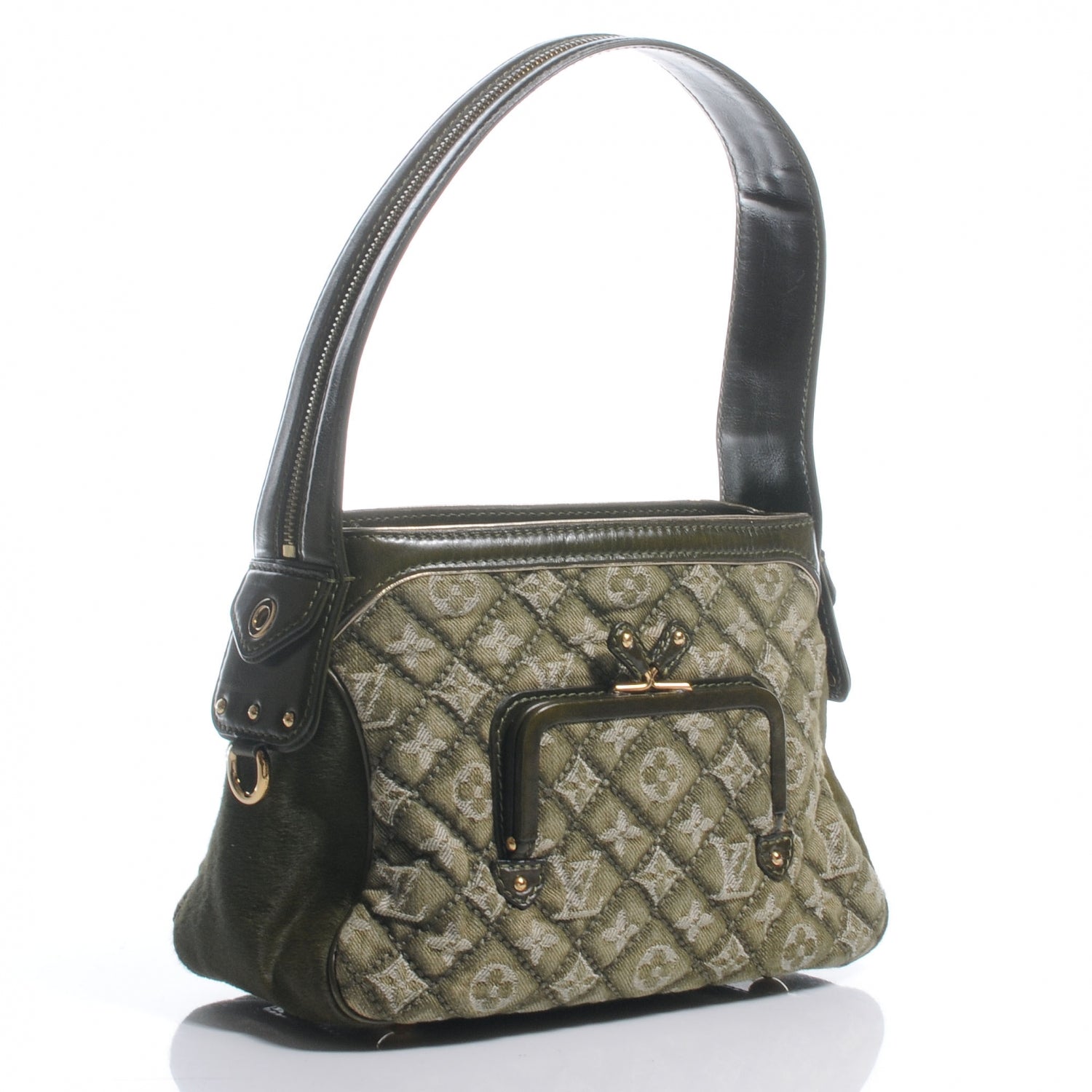 Louis Vuitton Quilted Denim and Pony Fur Gondole Lichen 3 of 7