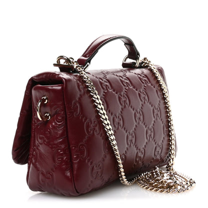 Gucci Lambskin Embossed Mini GG Milano Top Handle Shoulder Bag Rosso Ancora 3 of 11