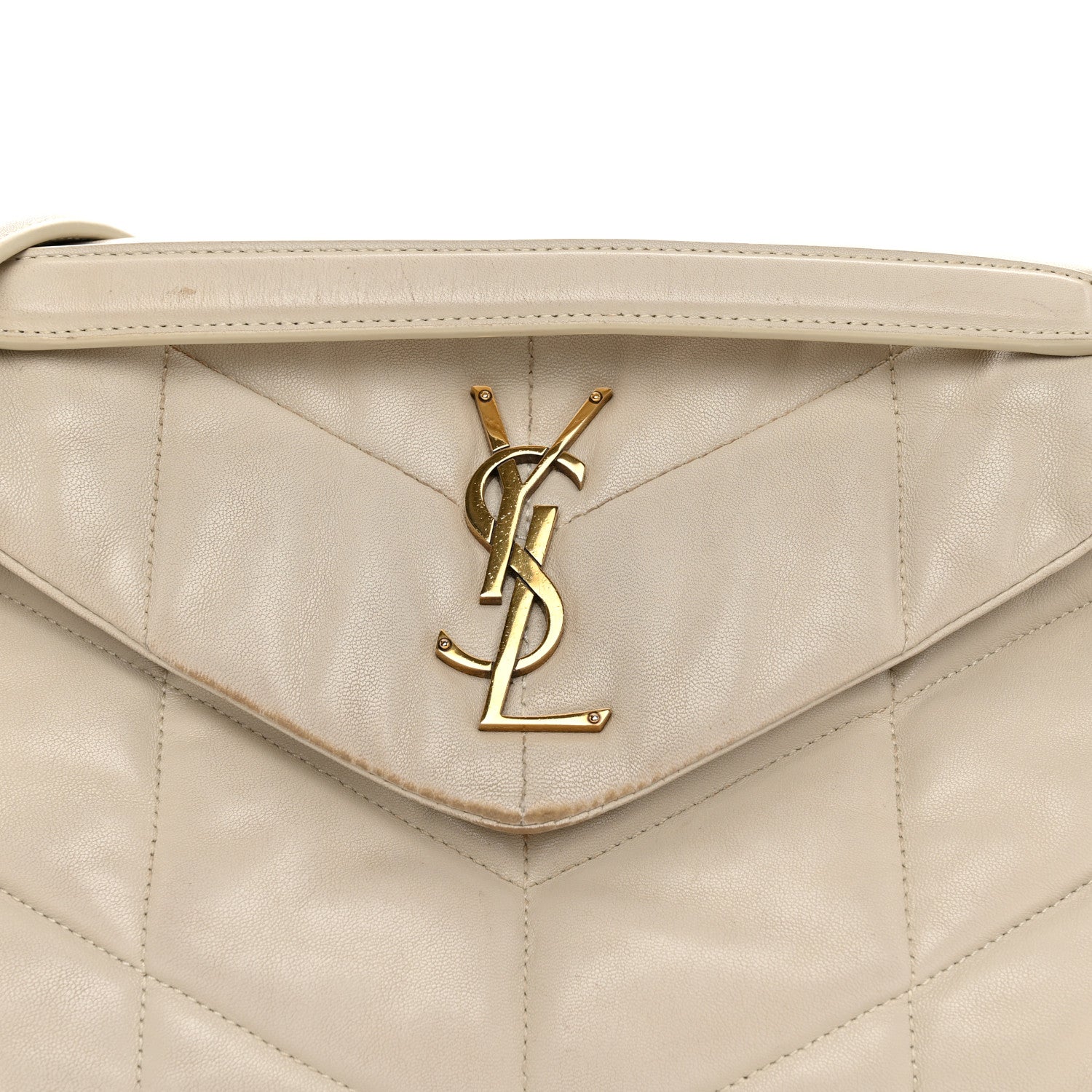 Saint Laurent SAINT LAURENT Lambskin Quilted Small Loulou Puffer Monogram Chain Satchel Crema Soft 7 of 12